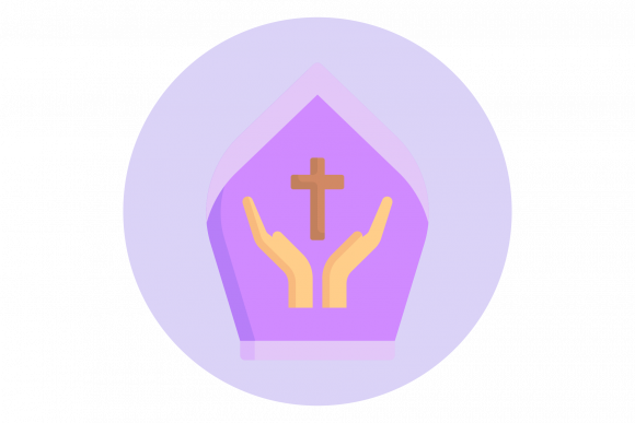 Easter Christian Tombstone in Circle: Graphics Icons for Editorial Design
