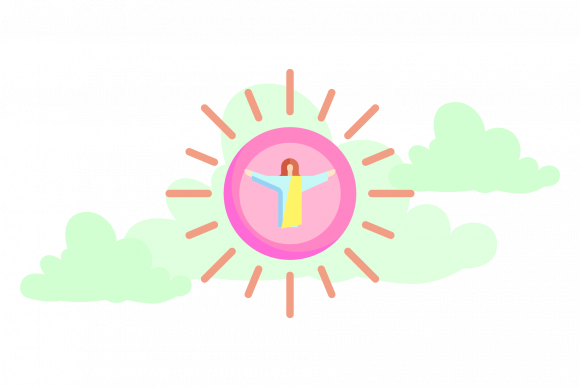 Easter the Light of Jesus with Clouds Graphics & Icons