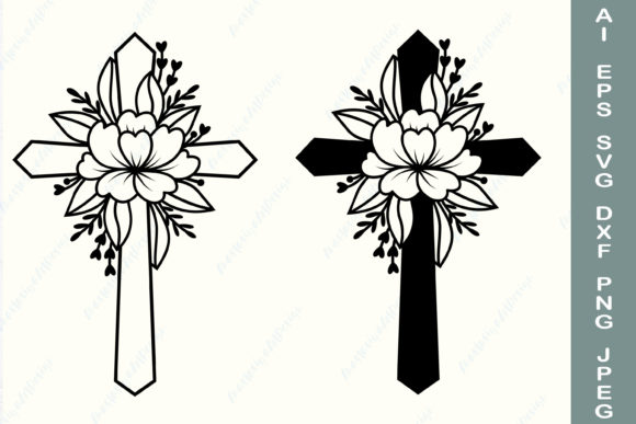 Floral Cross Svg, Christian Floral Svg: Graphics for Crafts & Selling