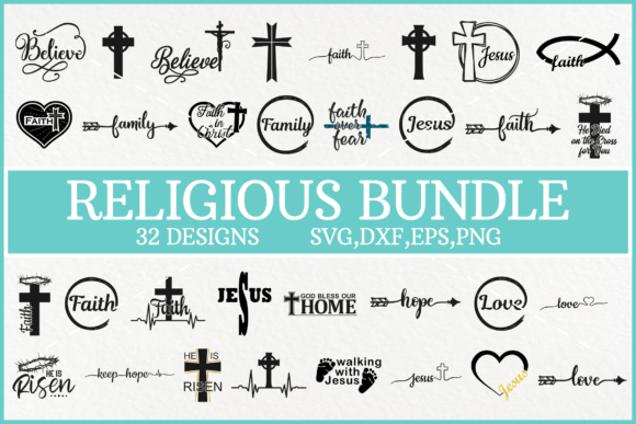 Religious Bundle Jesus Christ Graphics for Crafts